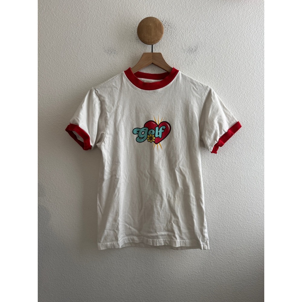 Golf Wang Mens White Red Heart Ringer Tshirt Size Small